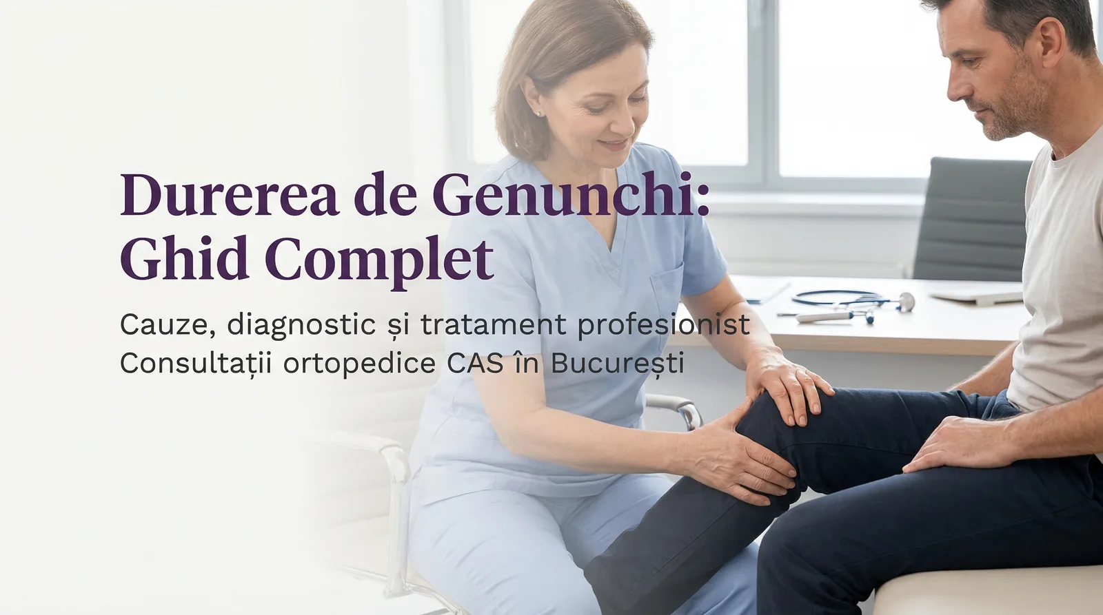 Durere de genunchi – cauze frecvente, când trebuie să mergi la ortoped și cum poți face consultația cu bilet de trimitere (CAS)